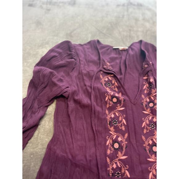 Knox Rose (Size XS) Peasant Dress Full‎ Length Red Embroidered Tassels Bohemian - Picture 5 of 8